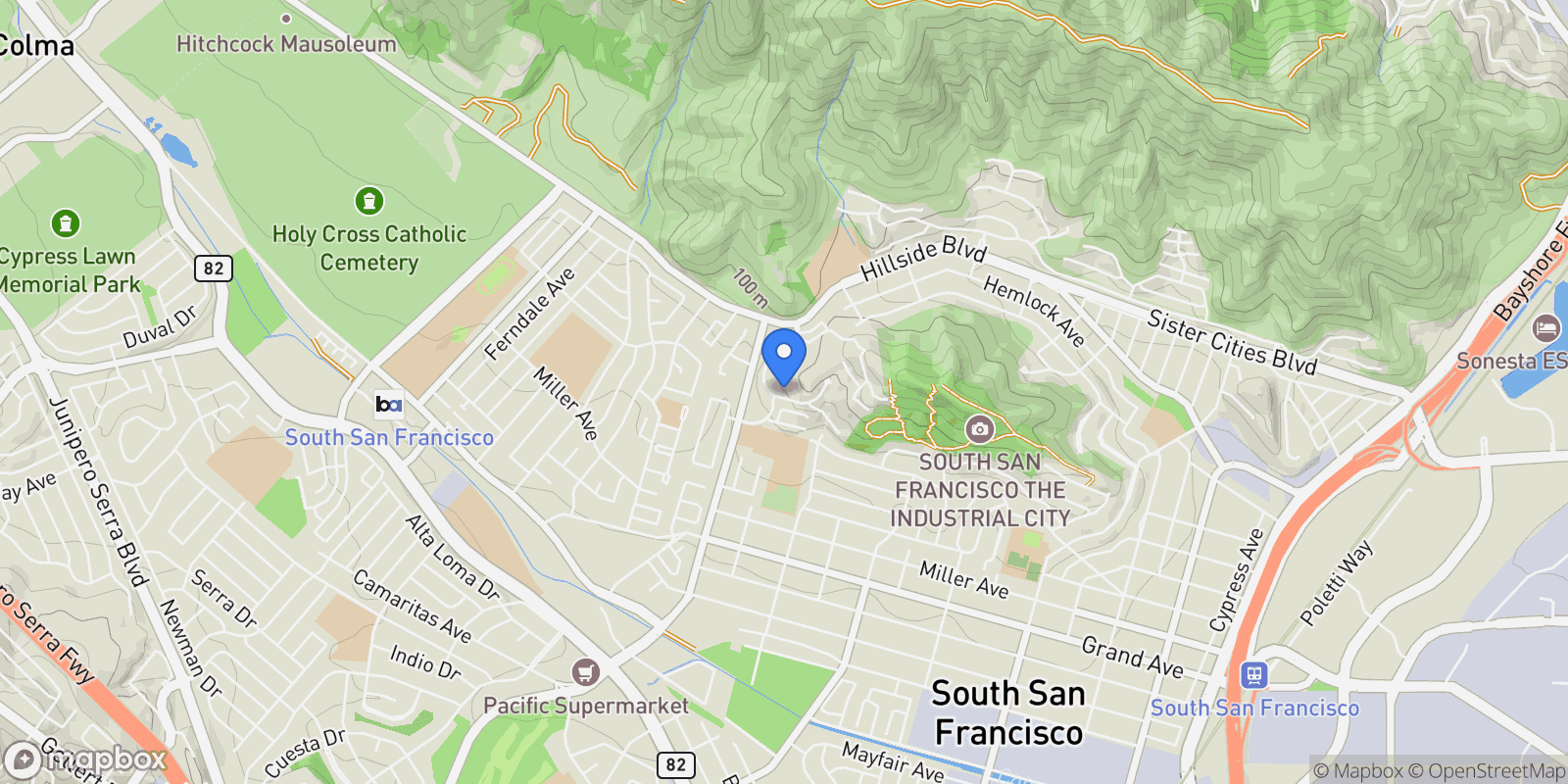 Map showing 768 Stonegate Drive, South San Francisco, CA 94080, South San Francisco, California, United States.