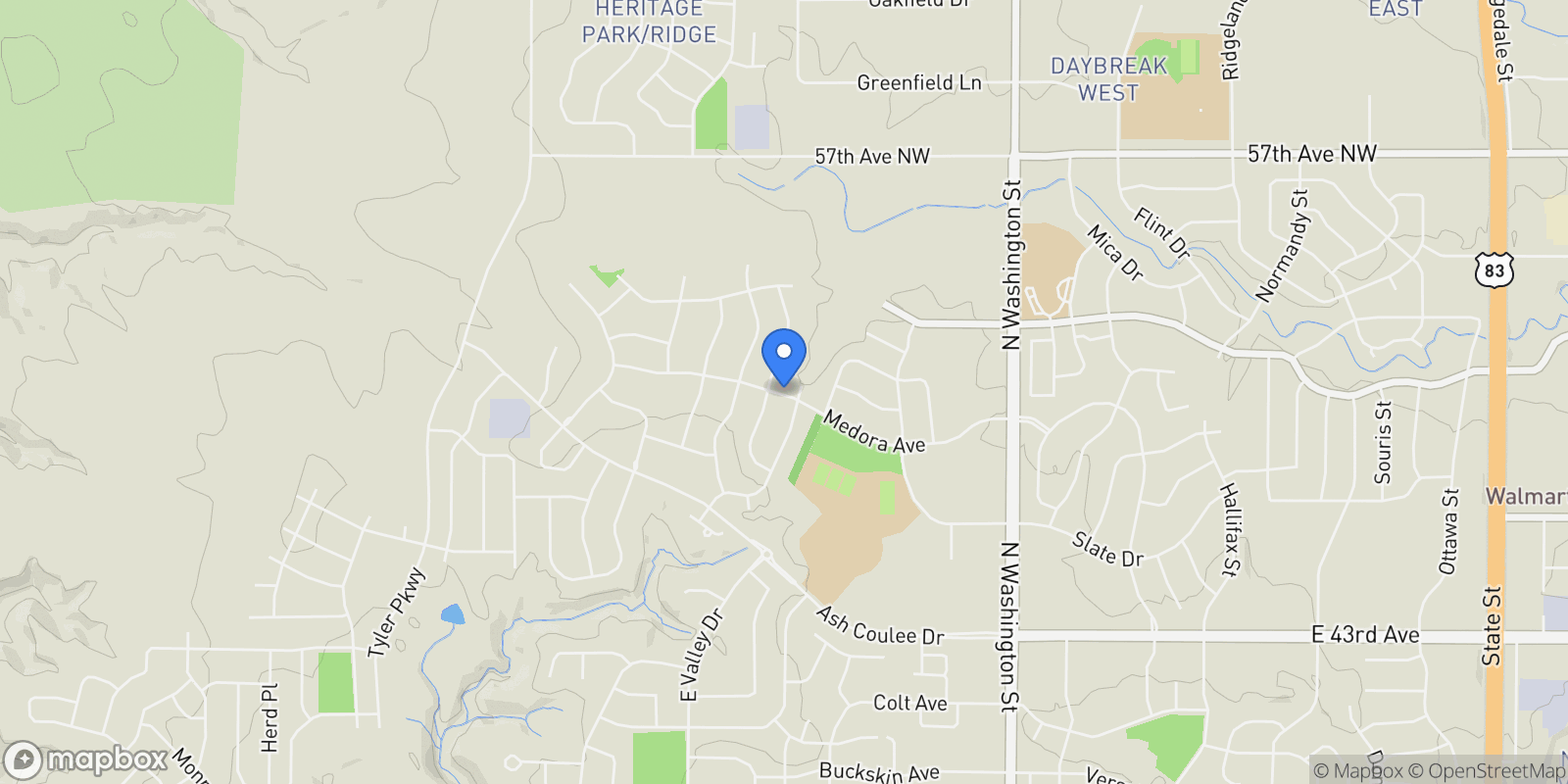 Map showing 726 Medora Avenue, Bismarck, ND 58503, Bismarck, North Dakota, United States.