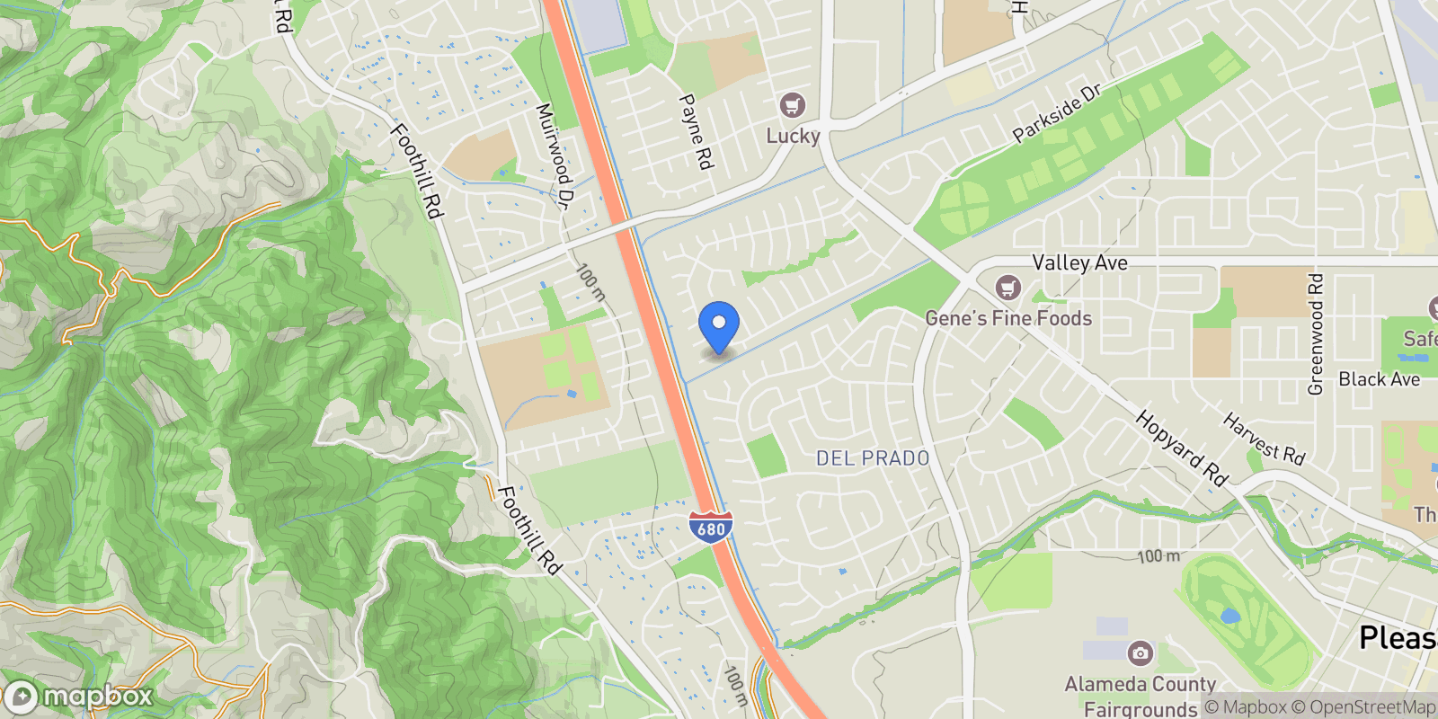 Map showing 3636 Shenandoah Ct, Pleasanton, California, United States.