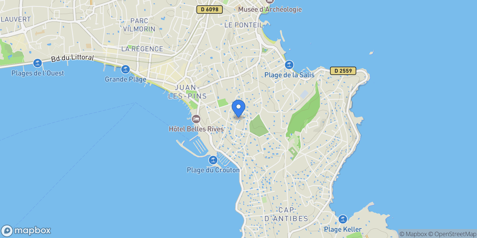 Map showing Antibes, Provence-Alpes-Côte d'Azur, France.
