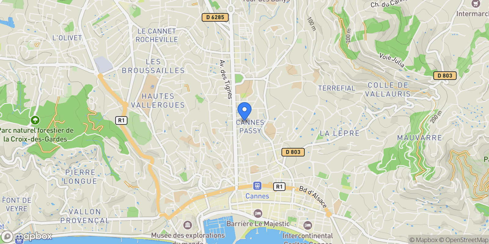 Map showing Cannes, Provence-Alpes-Côte d'Azur, France.