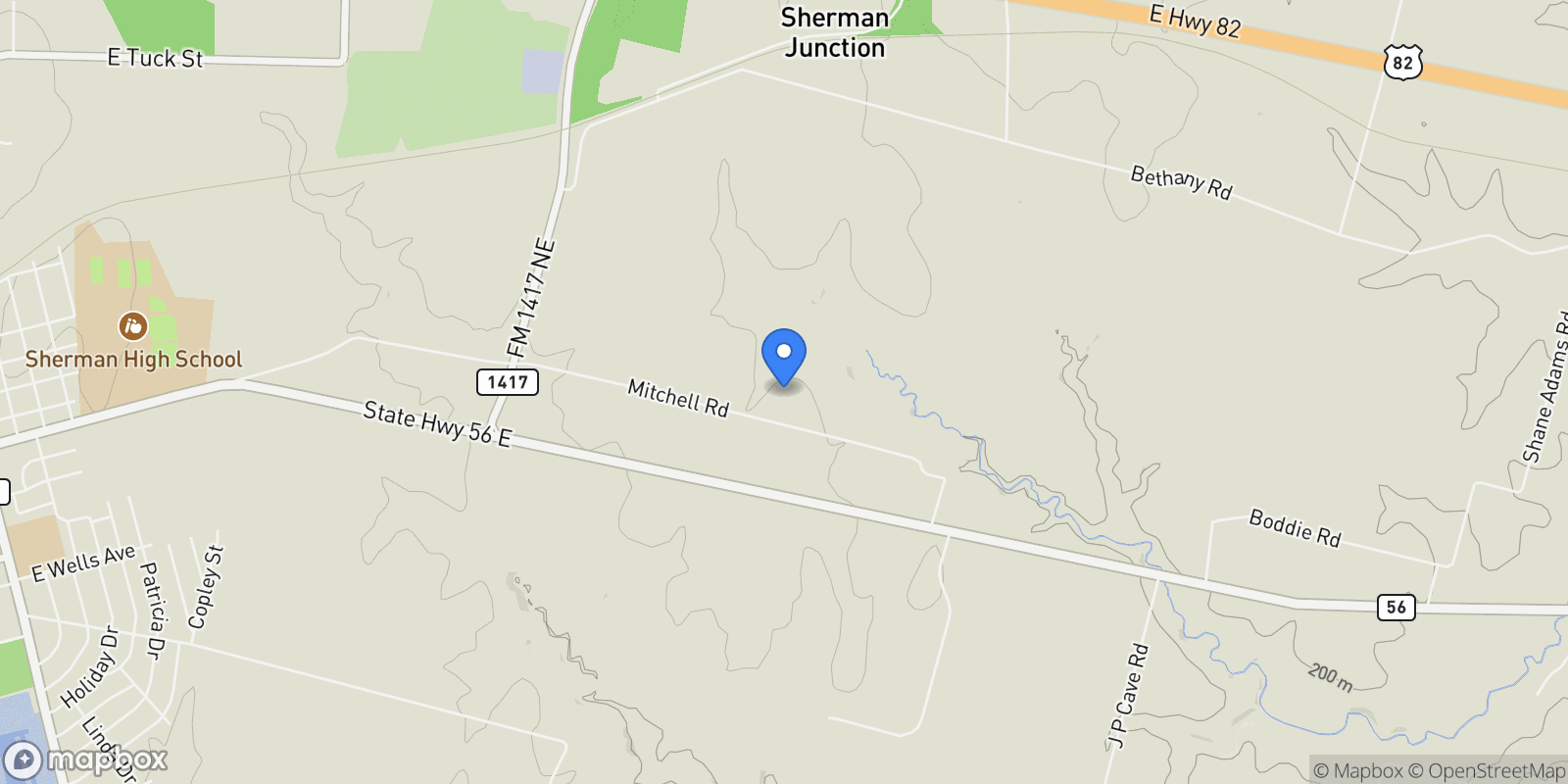 Map showing 591 Mitchell Road, Sherman, TX 75090, Sherman, Texas, United States.