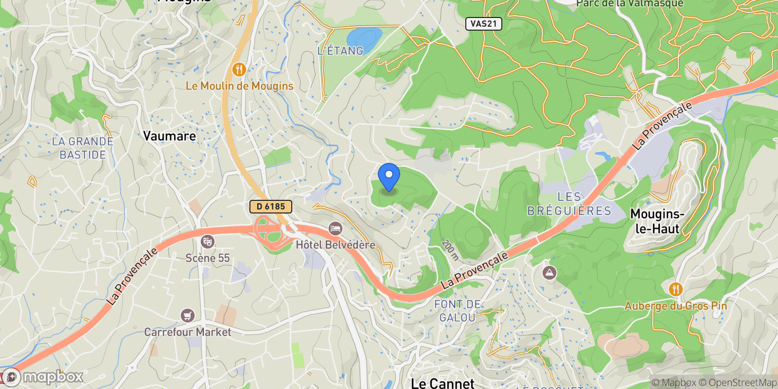 Map showing Mougins, Provence-Alpes-Côte d'Azur, France.