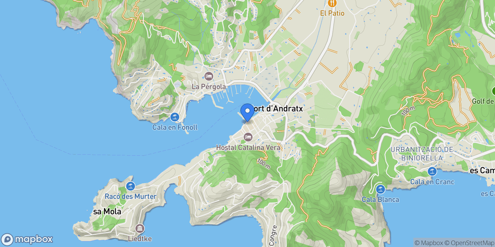 Map showing Av. Almirante Riera Alemany, 3, 07157 Port d'Andratx, Illes Balears, España, Port d'Andratx, Andratx, Balearic Islands.