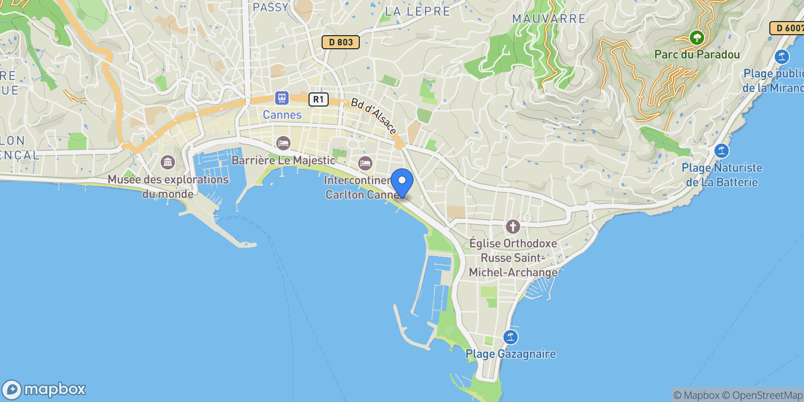 Map showing Cannes, Provence-Alpes-Côte d'Azur, France.