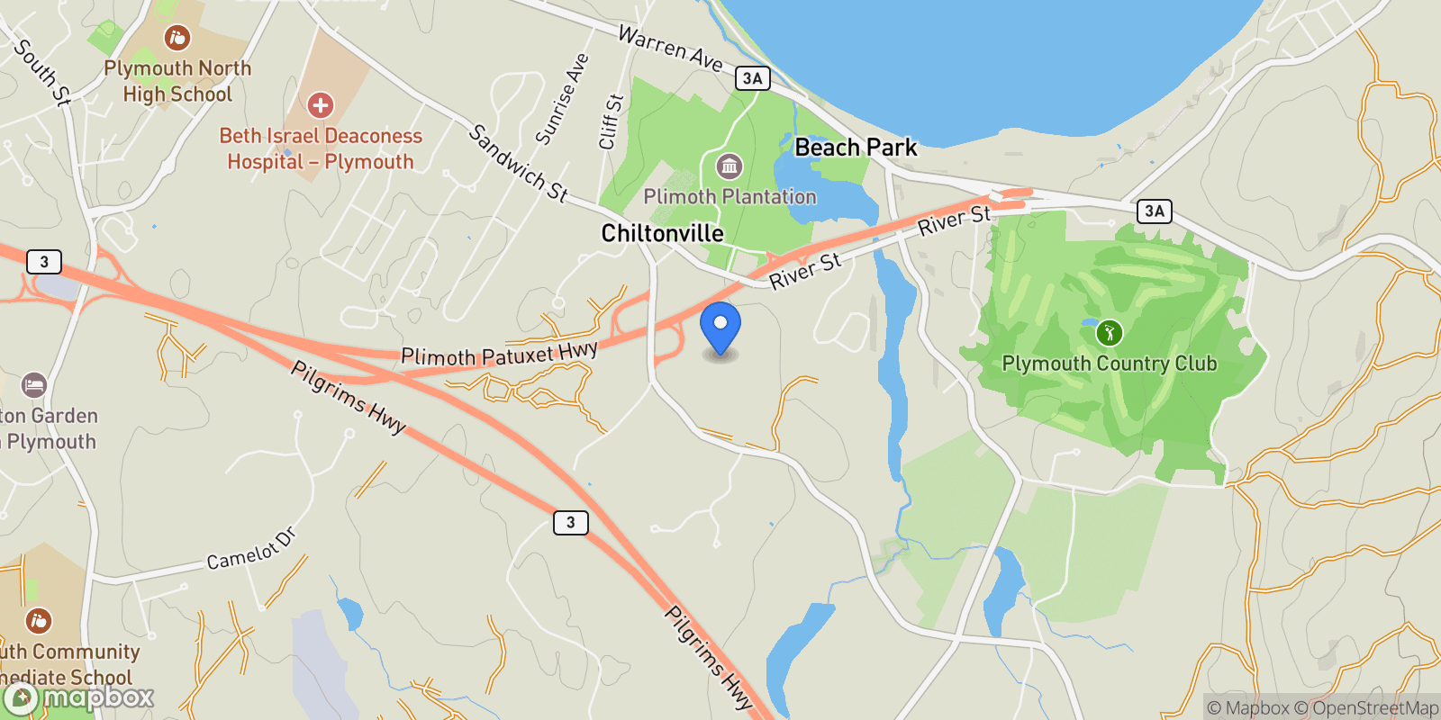 Map showing 46 Sandwich Road Unit 14, Plymouth, MA 02360, Plymouth, Massachusetts, United States.