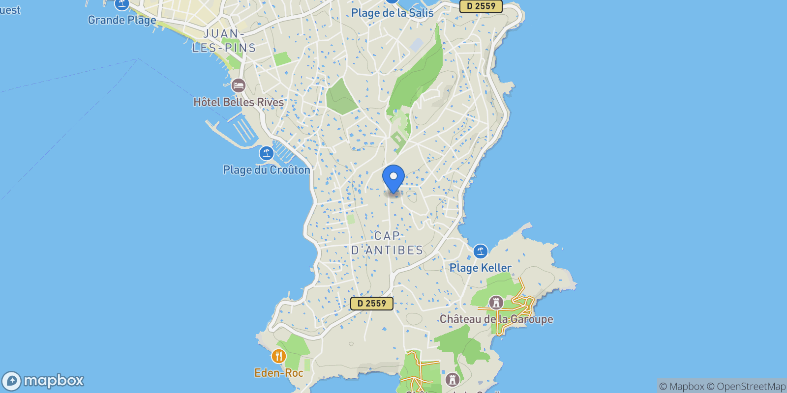 Map showing Antibes, Provence-Alpes-Côte d'Azur, France.