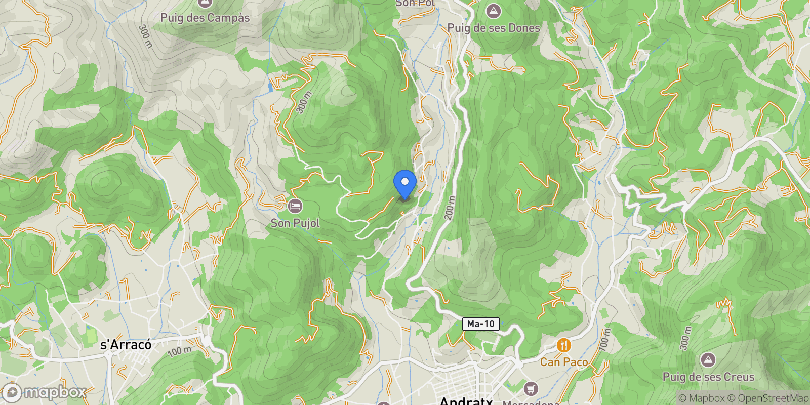 Map showing Cami son Avidala, 4, 07150 Andratx, Illes Balears, España, Andratx, Balearic Islands, Spain.