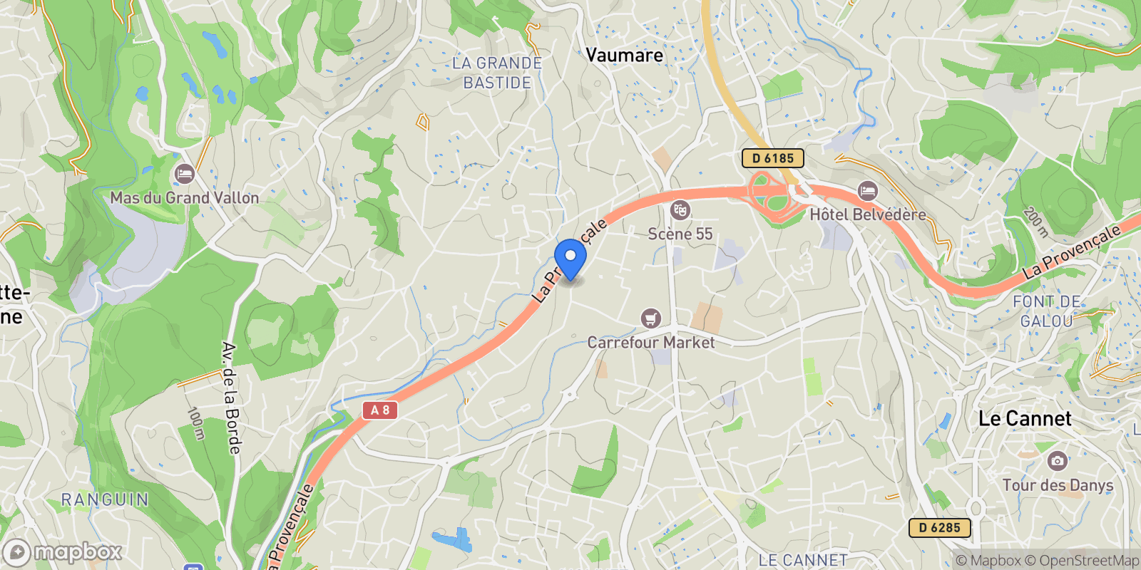 Map showing Mougins, Provence-Alpes-Côte d'Azur, France.