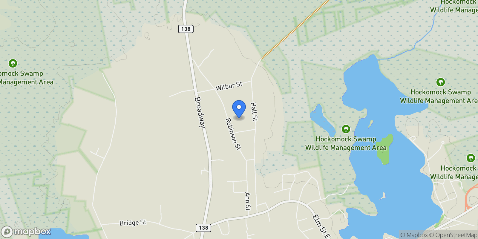 Map showing 32 Laurel Ln, Raynham, MA 02767, Raynham, Massachusetts, United States.