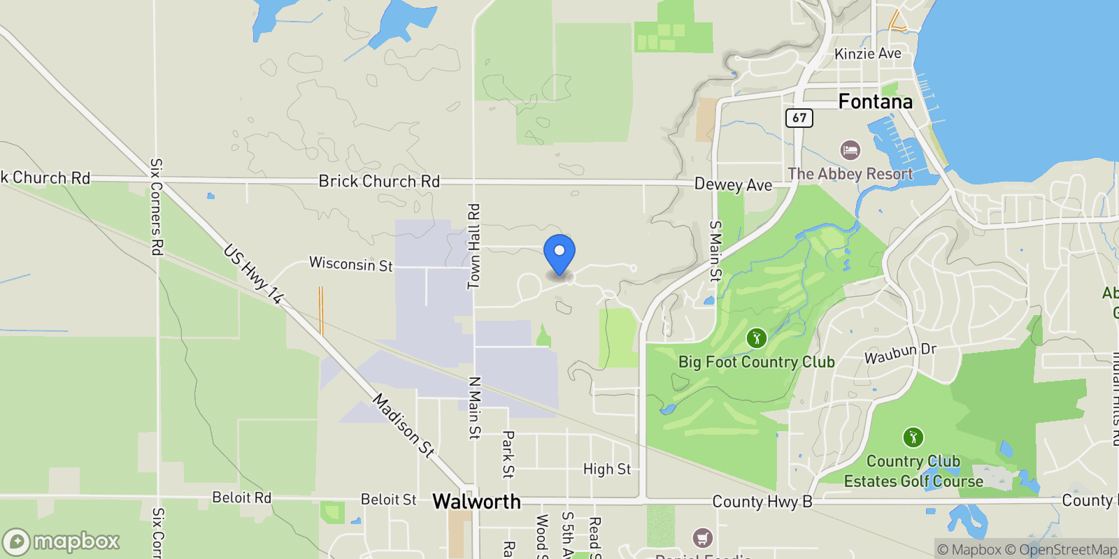 Map showing 833 Red Hawk Drive , Walworth, WI 53184, Walworth, Wisconsin, United States.