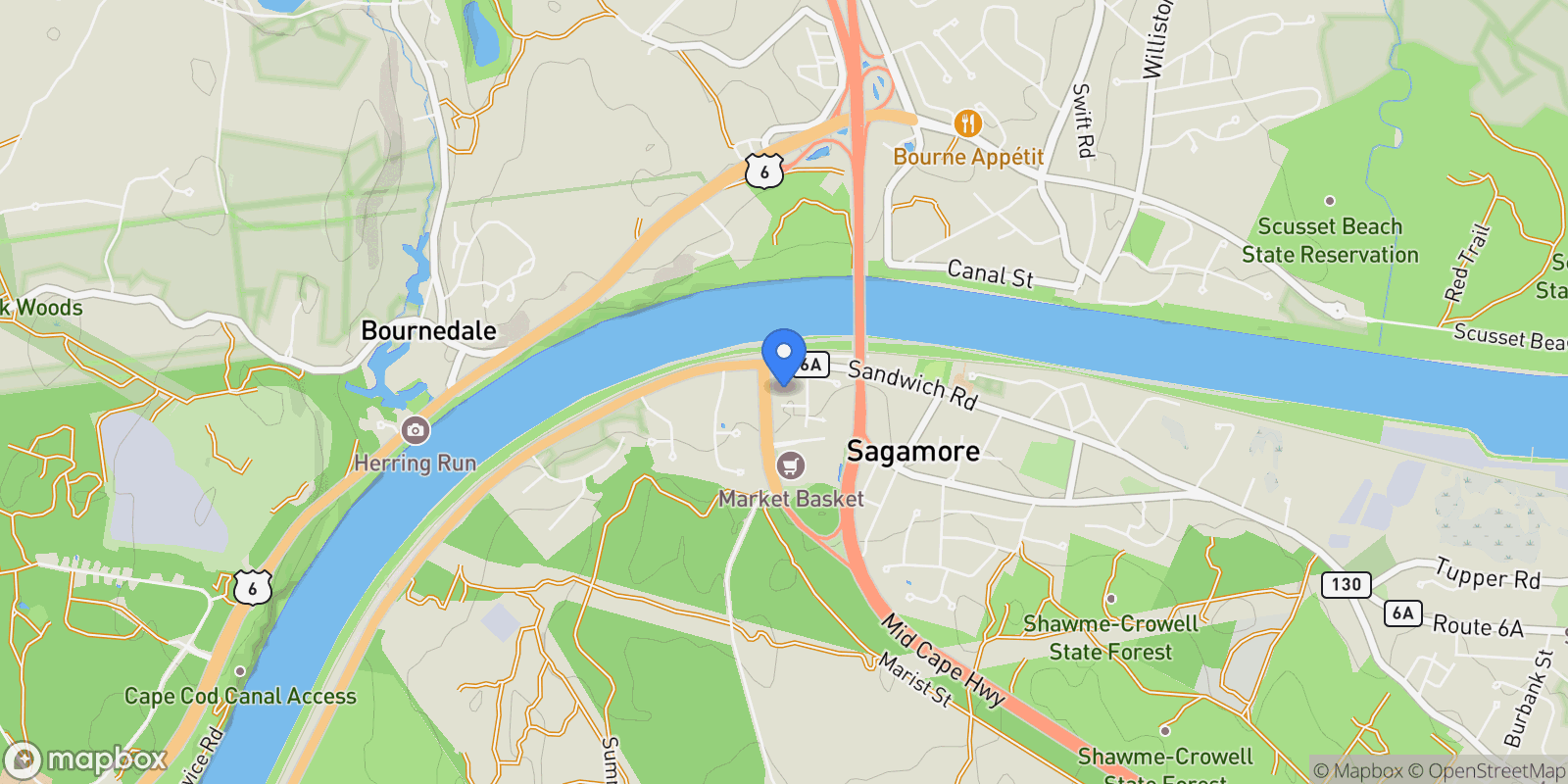 Map showing 6 Louis Ave, Bourne, MA 02532, Bourne, Massachusetts, United States.