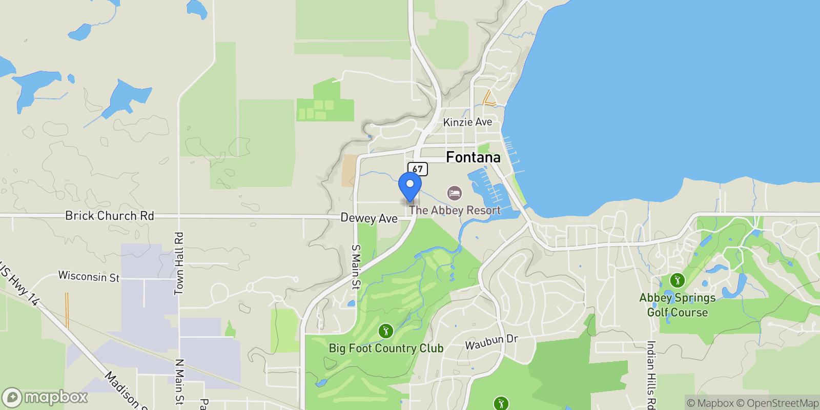 Map showing 565 Mill Street , Fontana, WI 53125, Fontana-on-Geneva Lake, Wisconsin, United States.