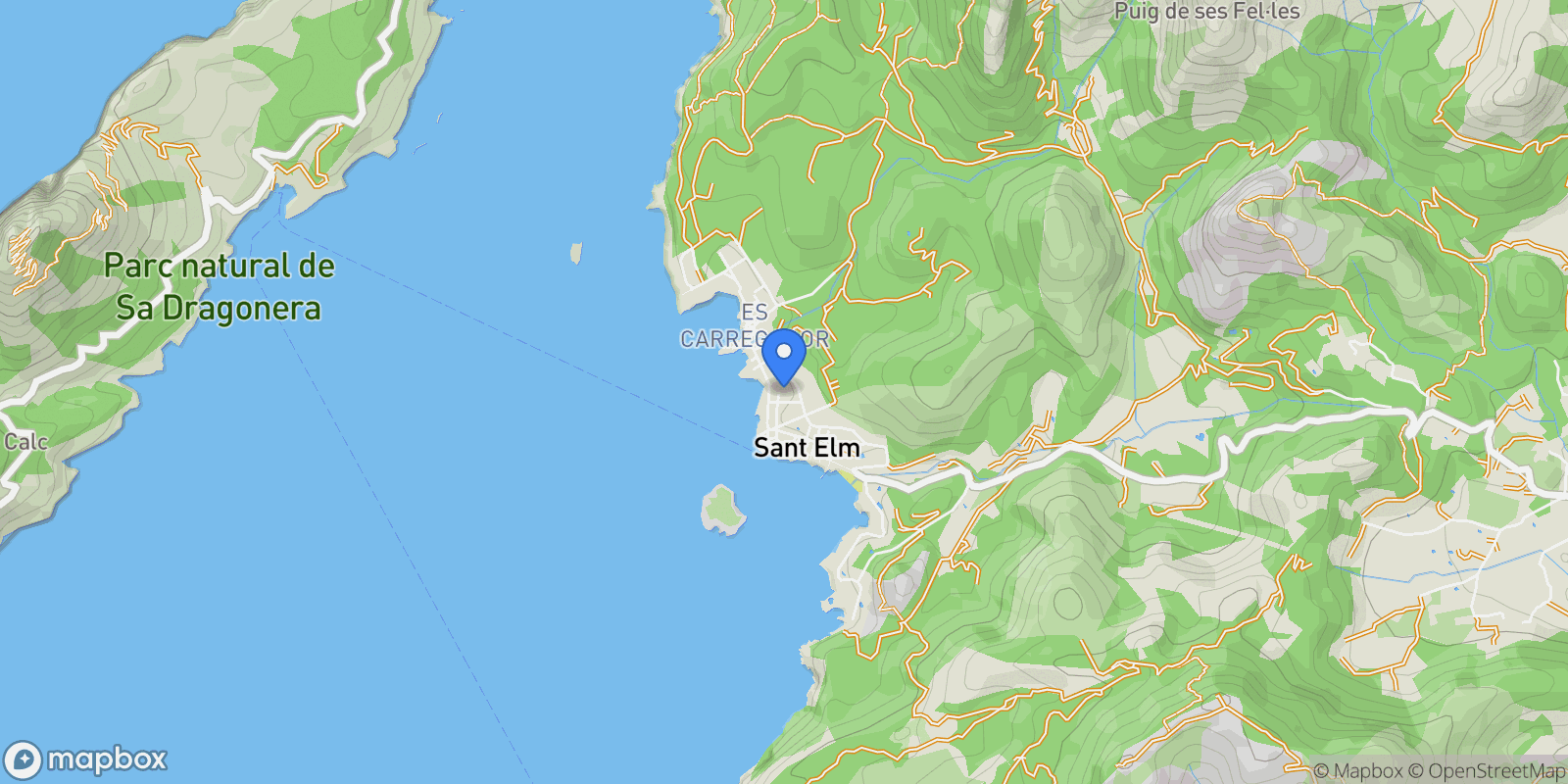 Map showing 07159 San Telmo, Islas Baleares, España, Sant Elm, Andratx, Balearic Islands.