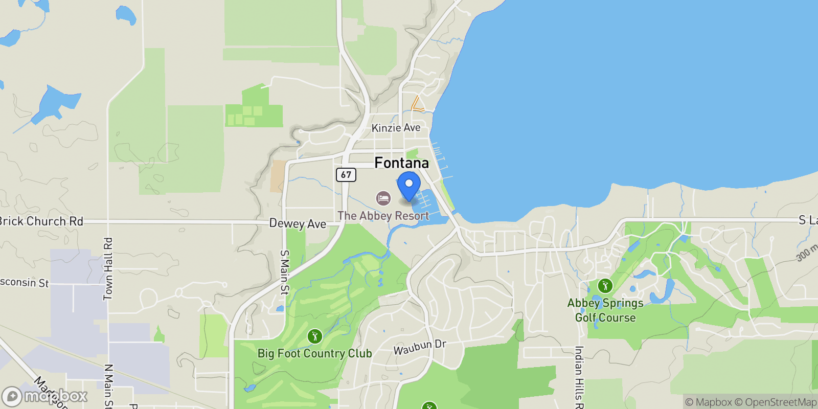 Map showing 12 Abbey Villa Circle C, Fontana, WI 53125, Fontana-on-Geneva Lake, Wisconsin, United States.
