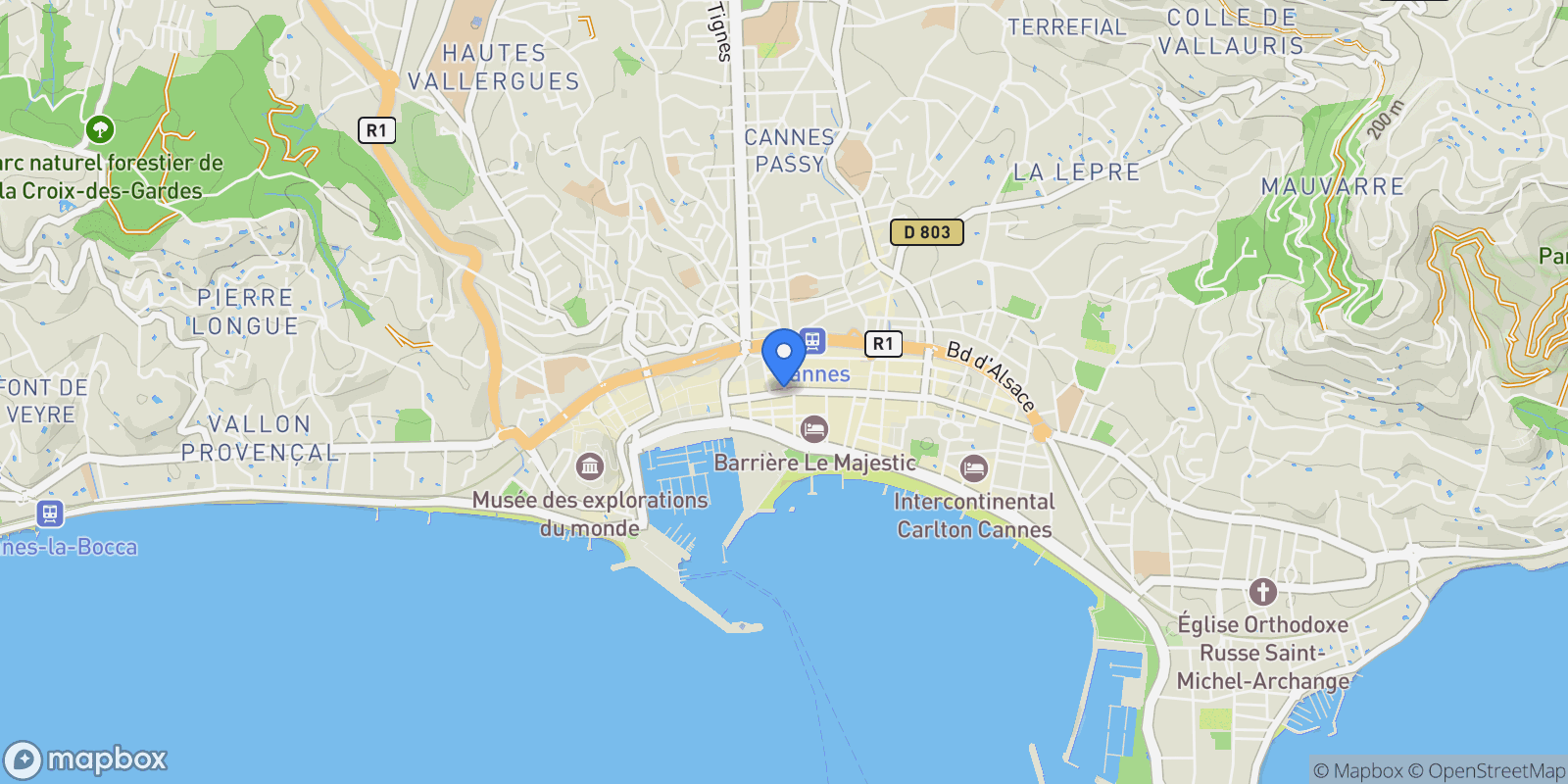 Map showing Cannes, Provence-Alpes-Côte d'Azur, France.