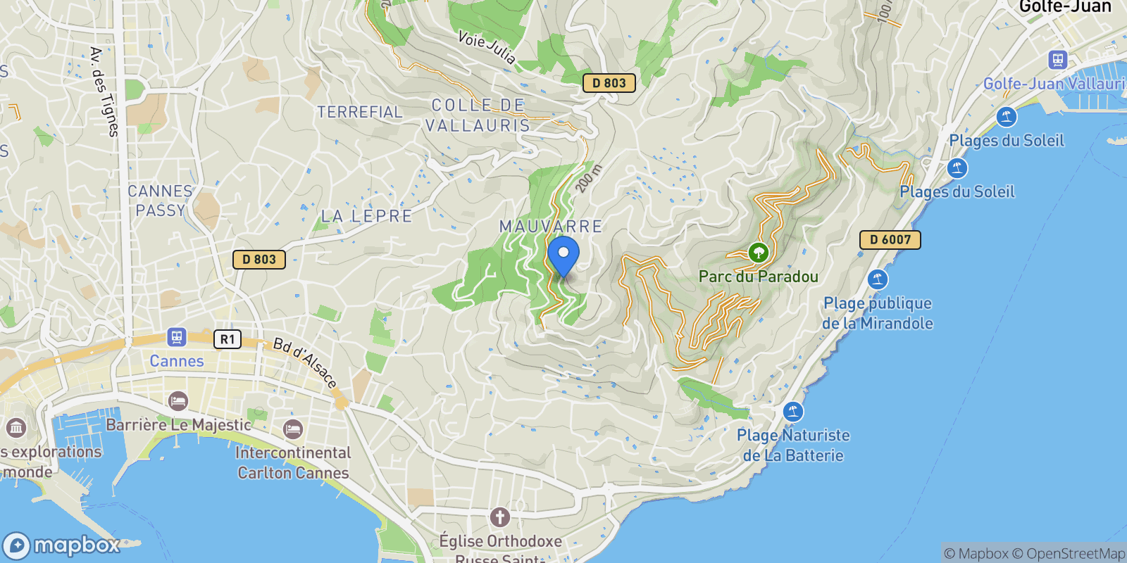 Map showing Cannes, Provence-Alpes-Côte d'Azur, France.