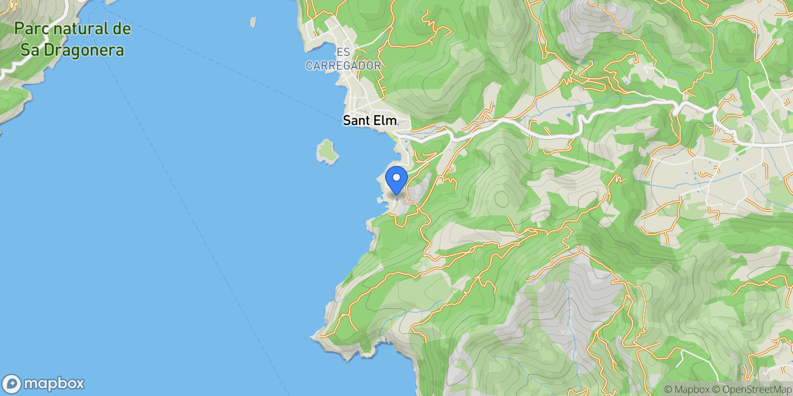 Map showing Carrer Cala es Conills, 25, 07159 Andratx, Illes Balears, España, Sant Elm, Andratx, Balearic Islands.