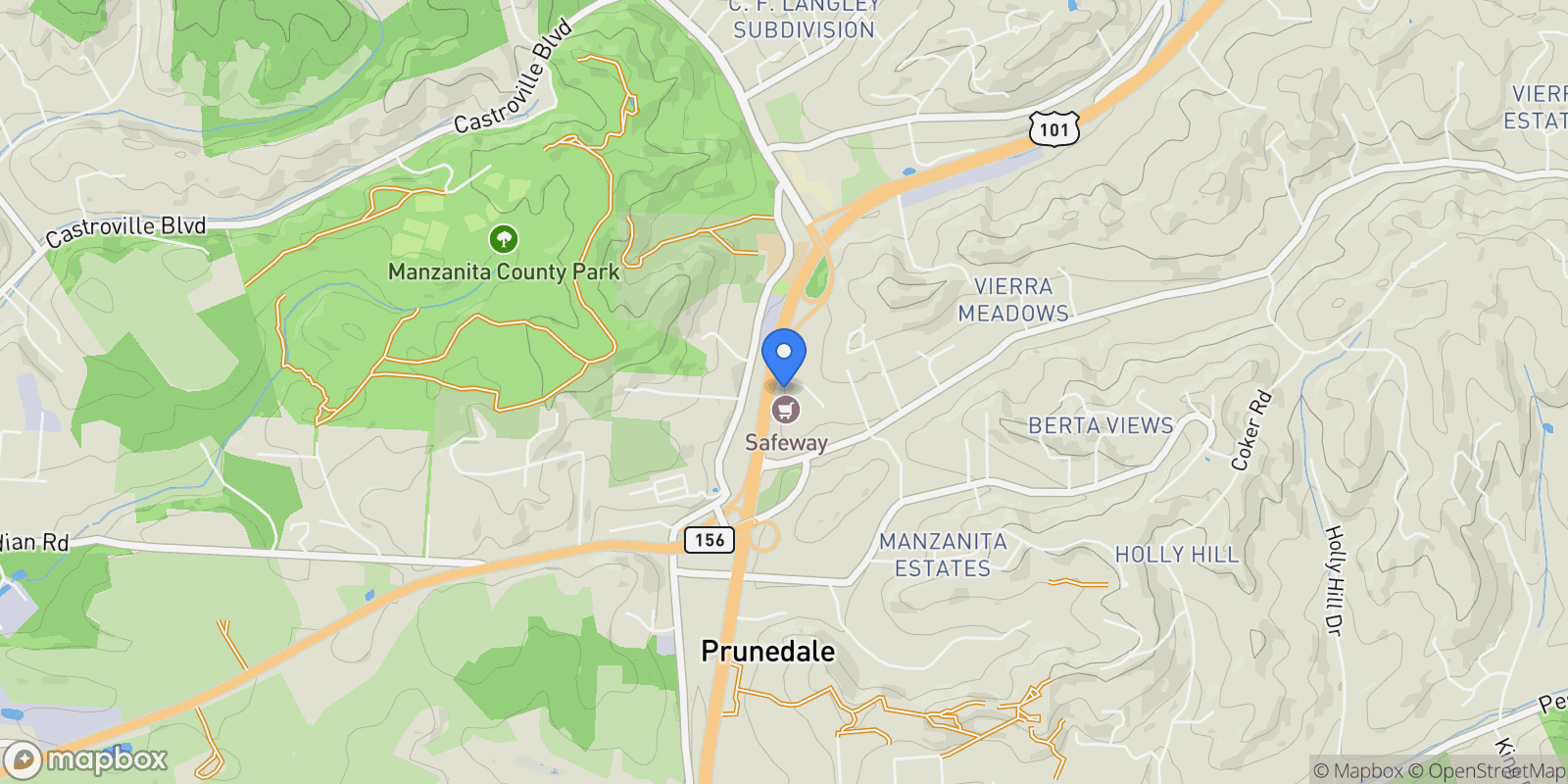 Map showing 17653 Vierra Canyon Road, Salinas, California, United States.