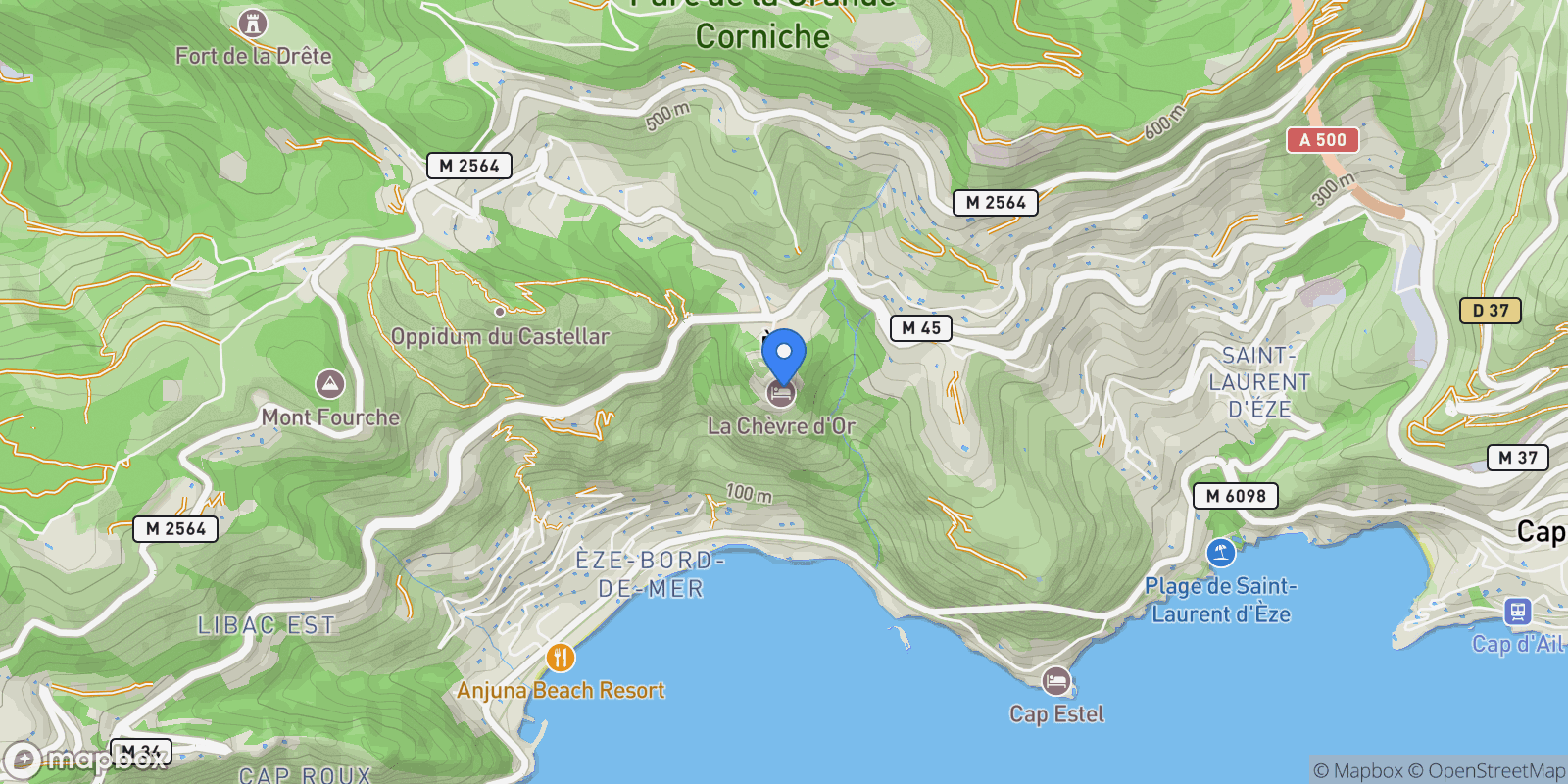Map showing Èze, Provence-Alpes-Côte d'Azur, France.