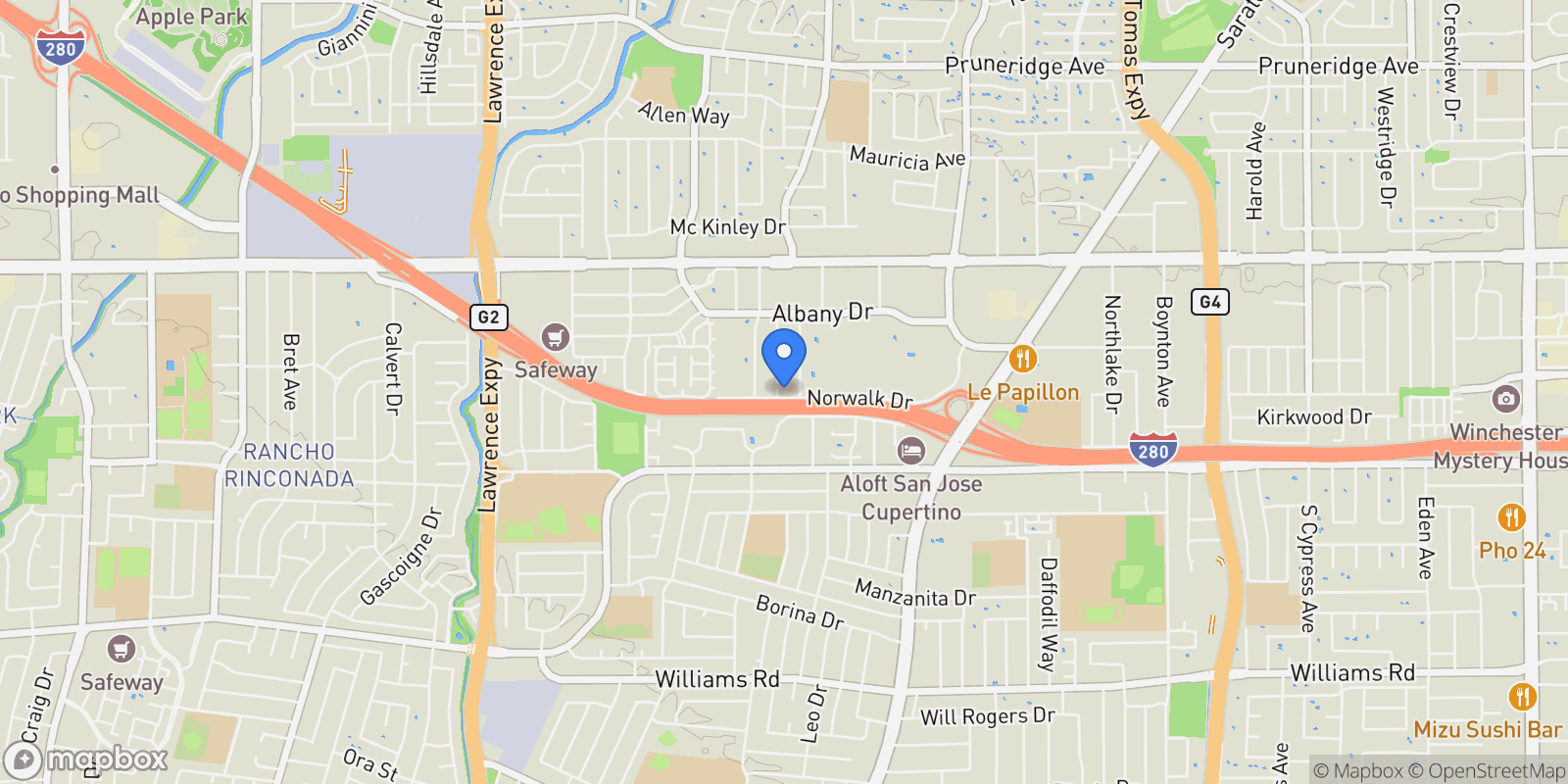 Map showing 494 Greendale Way, San Jose, California, United States.
