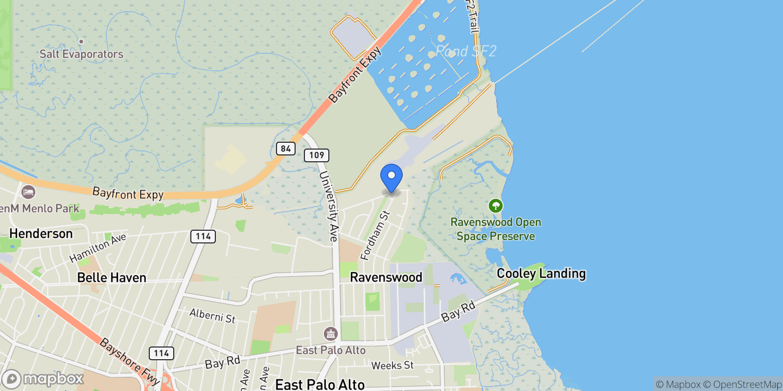 Map showing East Palo Alto, California, United States.