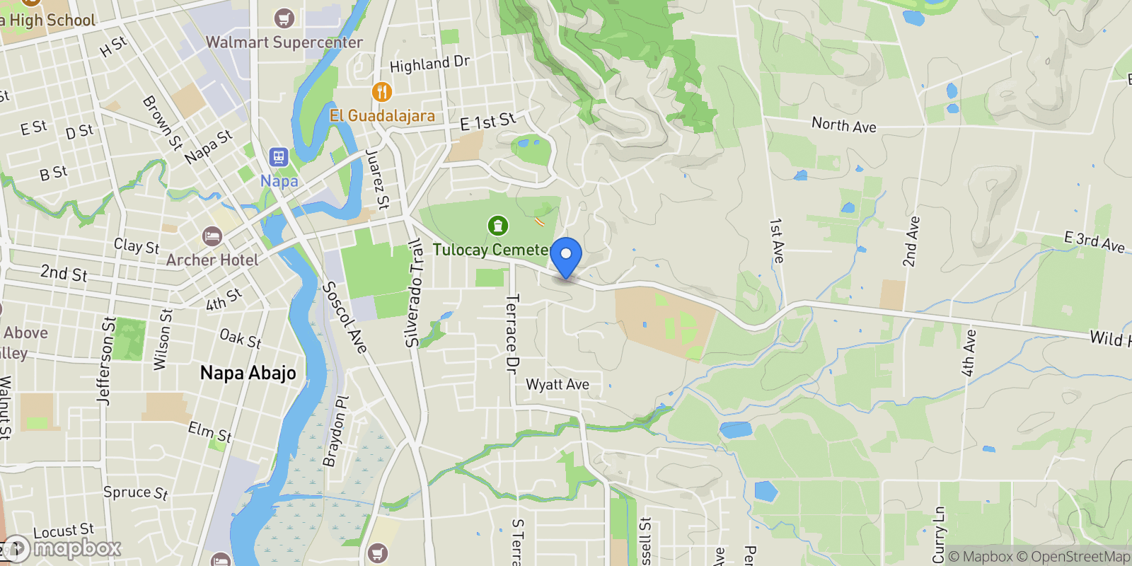 Map showing 1069 Coombsville Rd, Napa, California, United States.