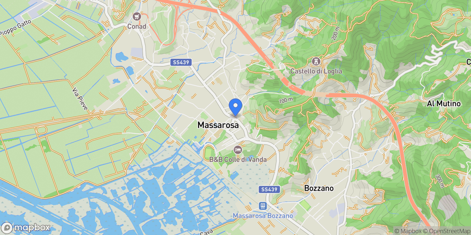 Map showing Massarosa, Tuscany, Italy.