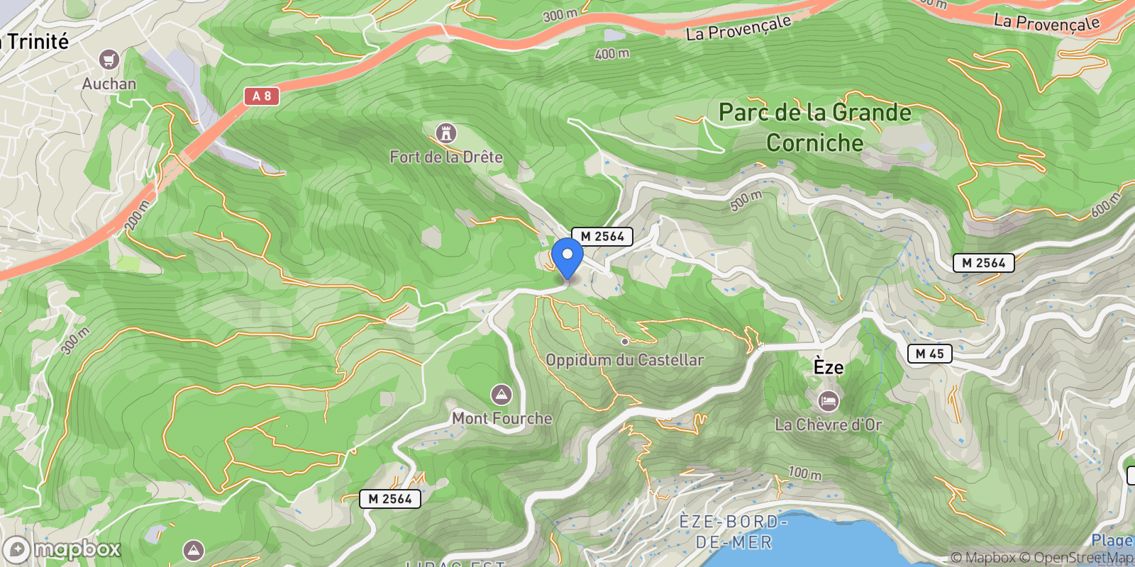 Map showing Èze, Provence-Alpes-Côte d'Azur, France.