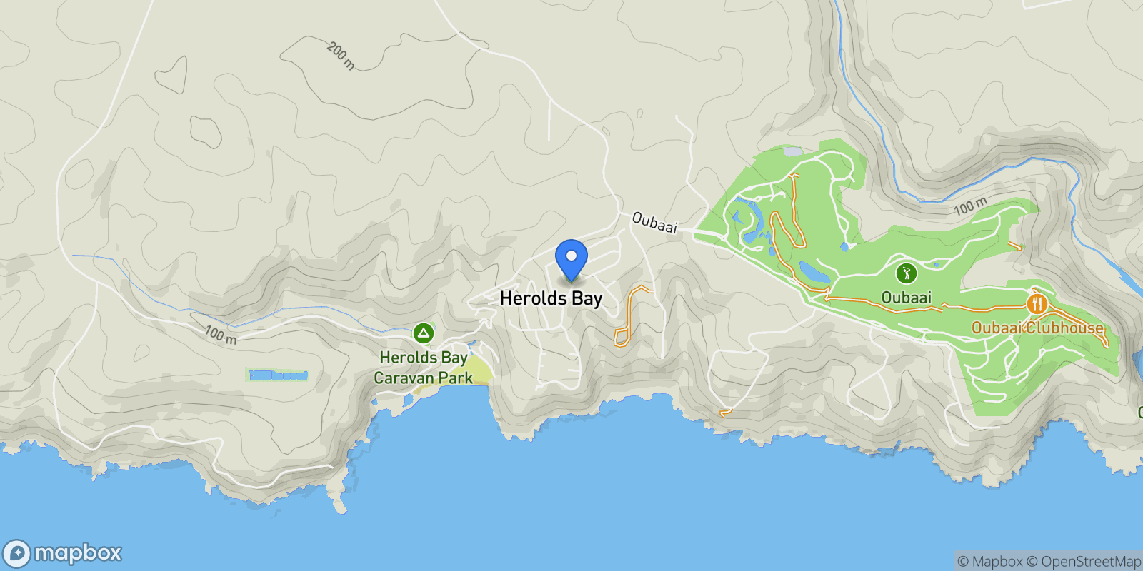 Map showing Herold's Bay, WC, Herolds Bay, Western Cape, South Africa.