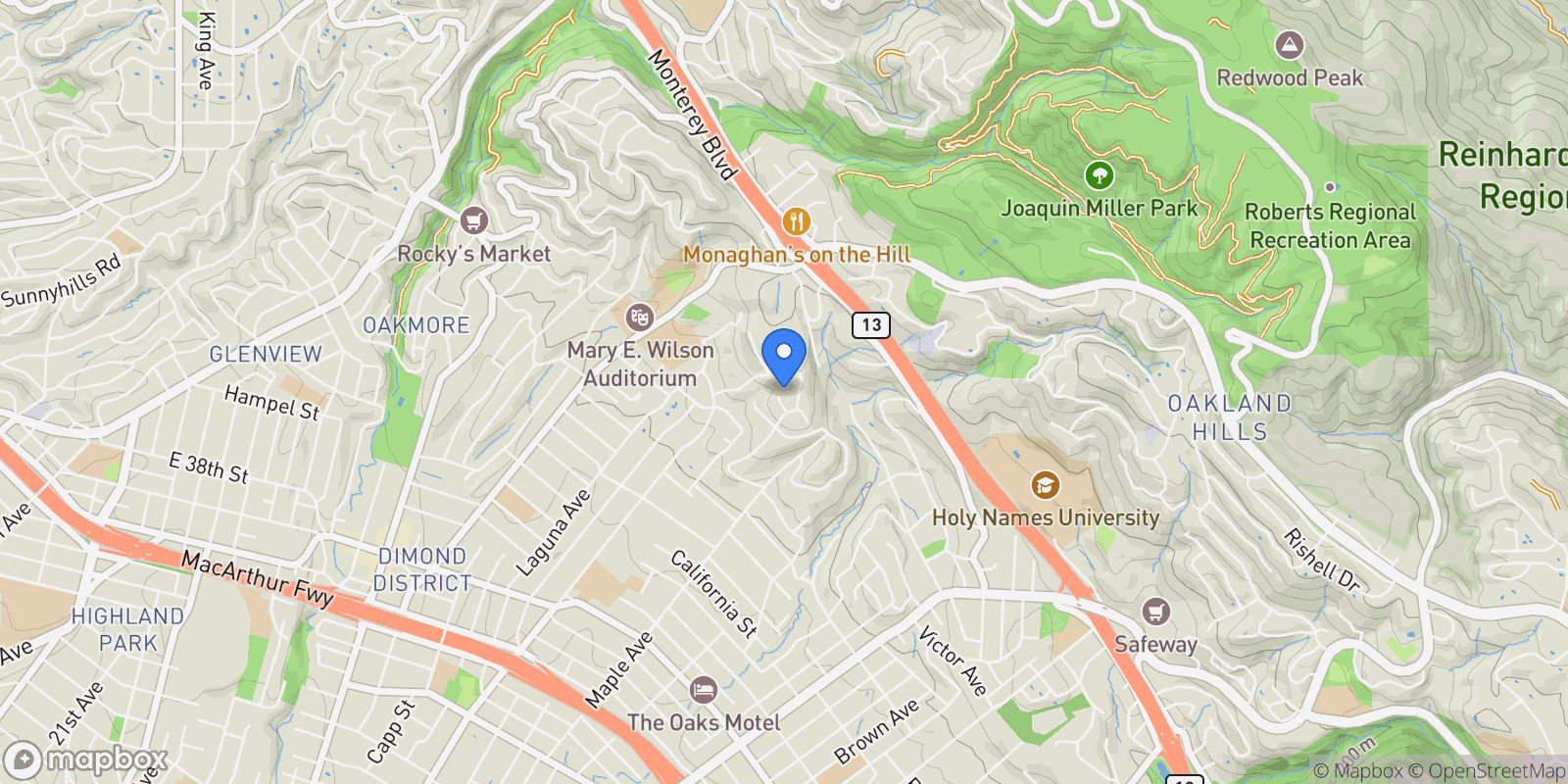 Map showing 2818 Steinmetz Way, Oakland, California, United States.