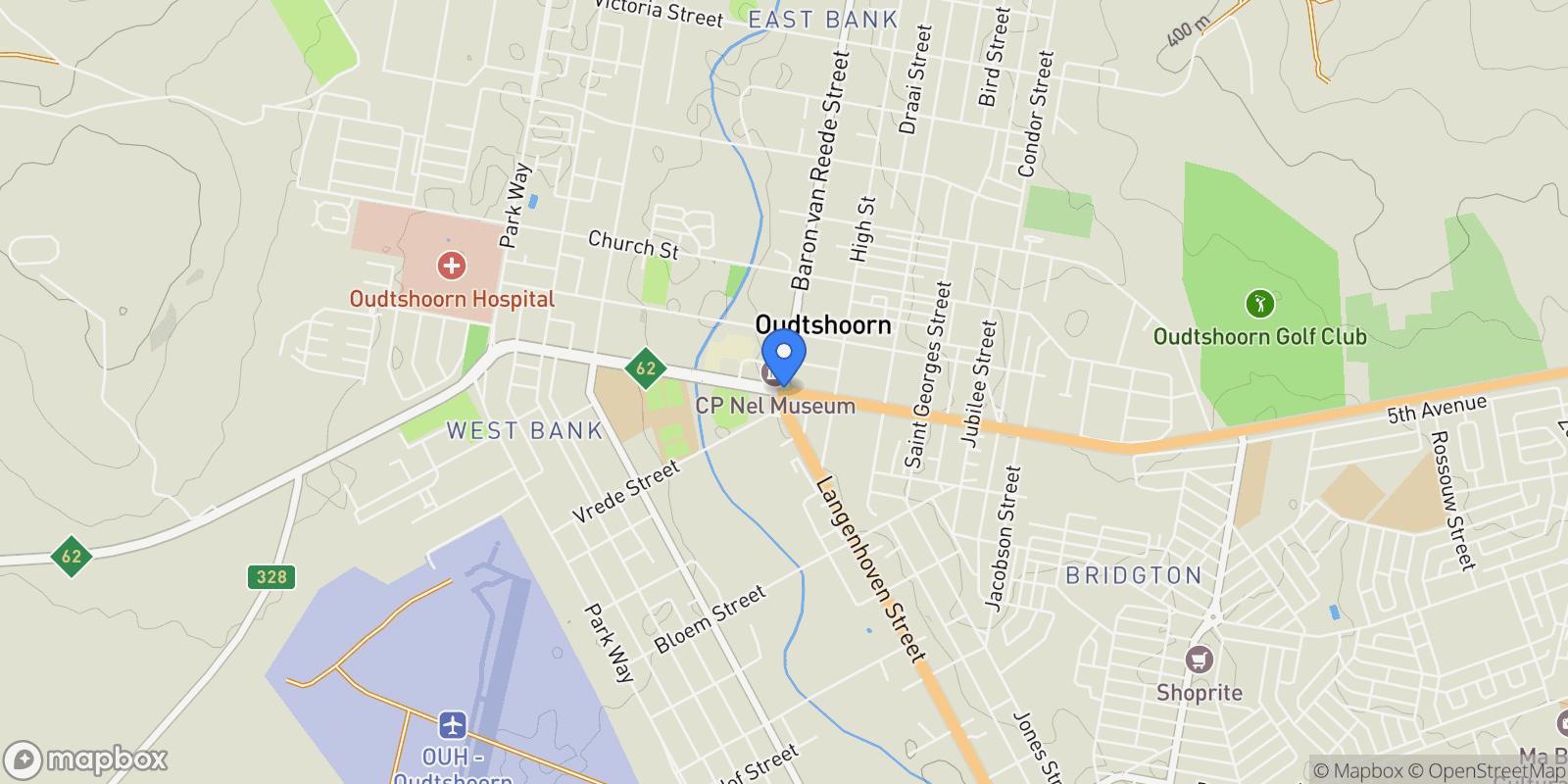 Map showing Oudtshoorn, WC, Oudtshoorn, Western Cape, South Africa.