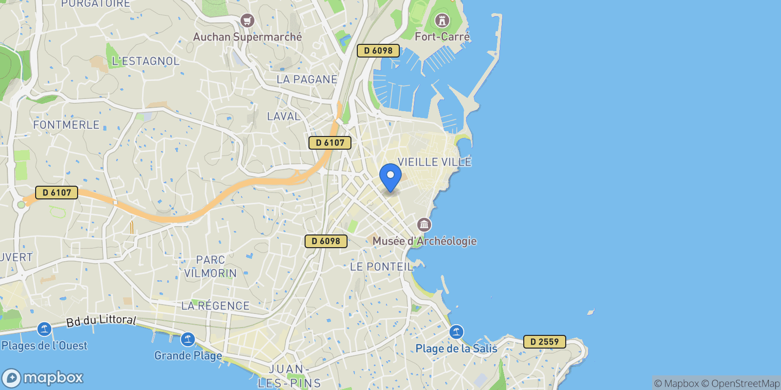 Map showing Antibes, U 06600, Antibes, Provence-Alpes-Côte d'Azur, France.