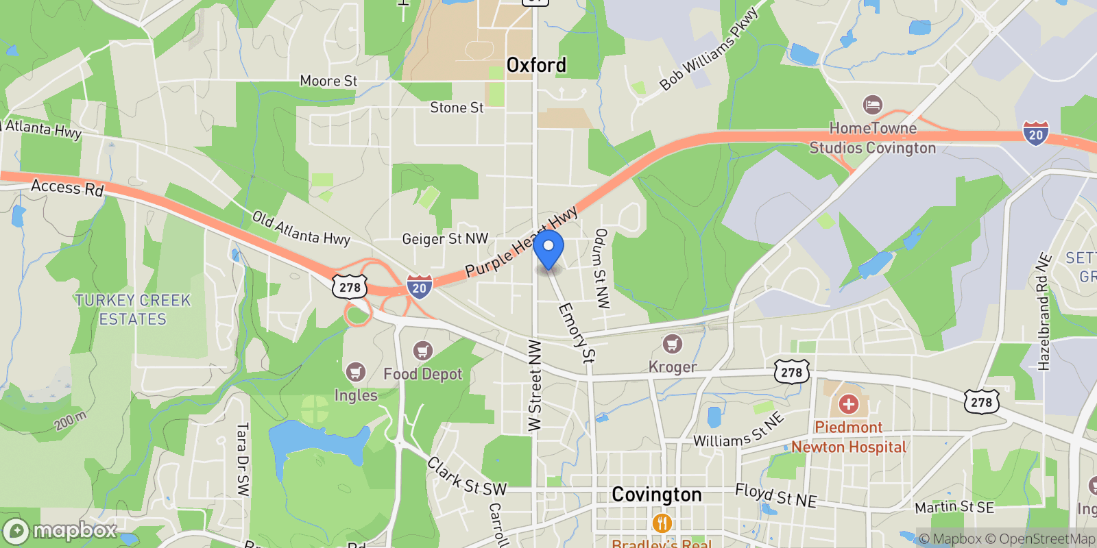 Map showing 5191 NW Emory Street Nw, Covington, GA 30014, Alcovy Shores, Georgia, United States.