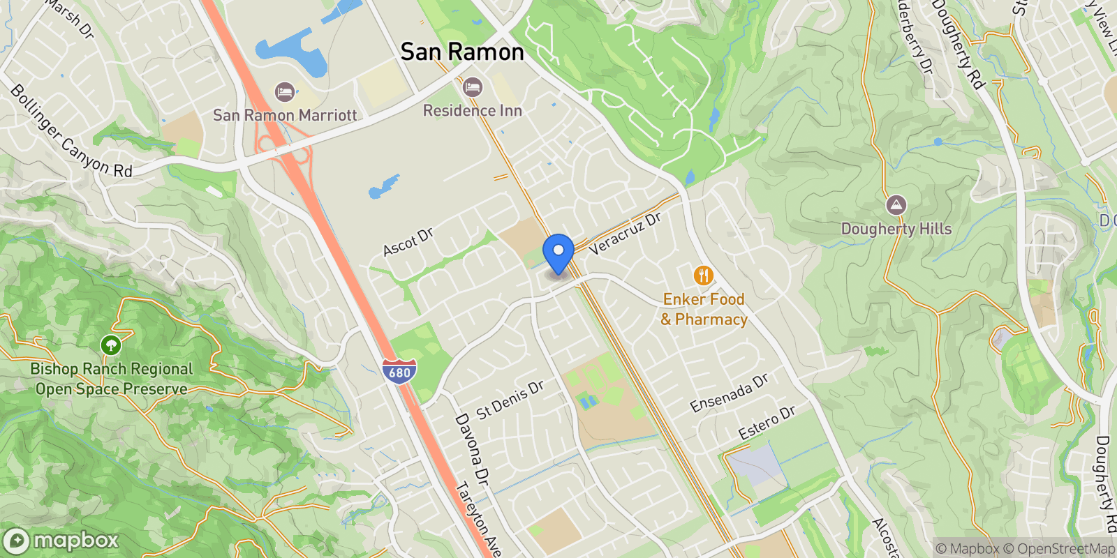 Map showing 10013 Foxboro Ct, San Ramon, California, United States.