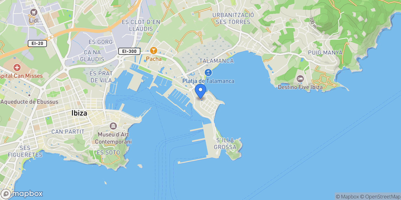 Map showing San Francesc de Formentera, Baleares, Ibiza Town, Balearic Islands, Spain.