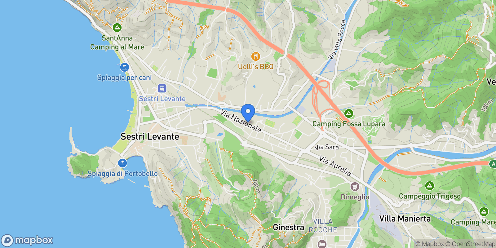 Map showing 16039 Sestri Levante, Metropolitan City of Genoa, Italy, Sestri Levante, Liguria, Italy.