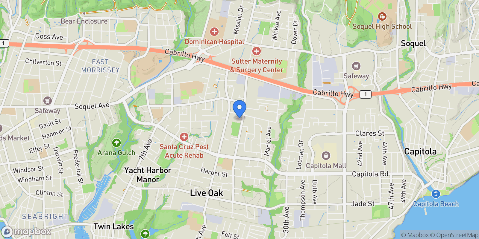 Map showing 2200 Pelican Crest, Santa Cruz, California, United States.