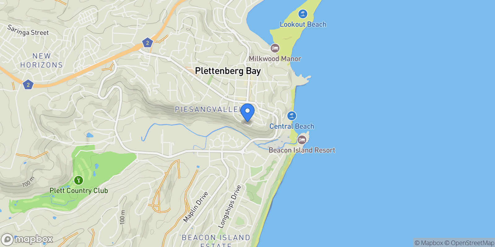 Map showing 14 Crow's Nest, Plettenberg Bay, WC 6600, Plettenberg Bay, Western Cape, South Africa.