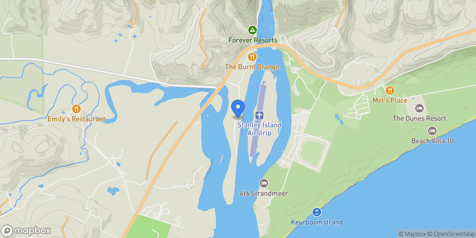 Map showing 24 Twin Rivers, Plettenberg Bay, WC, Keurboomstrand, Western Cape, South Africa.