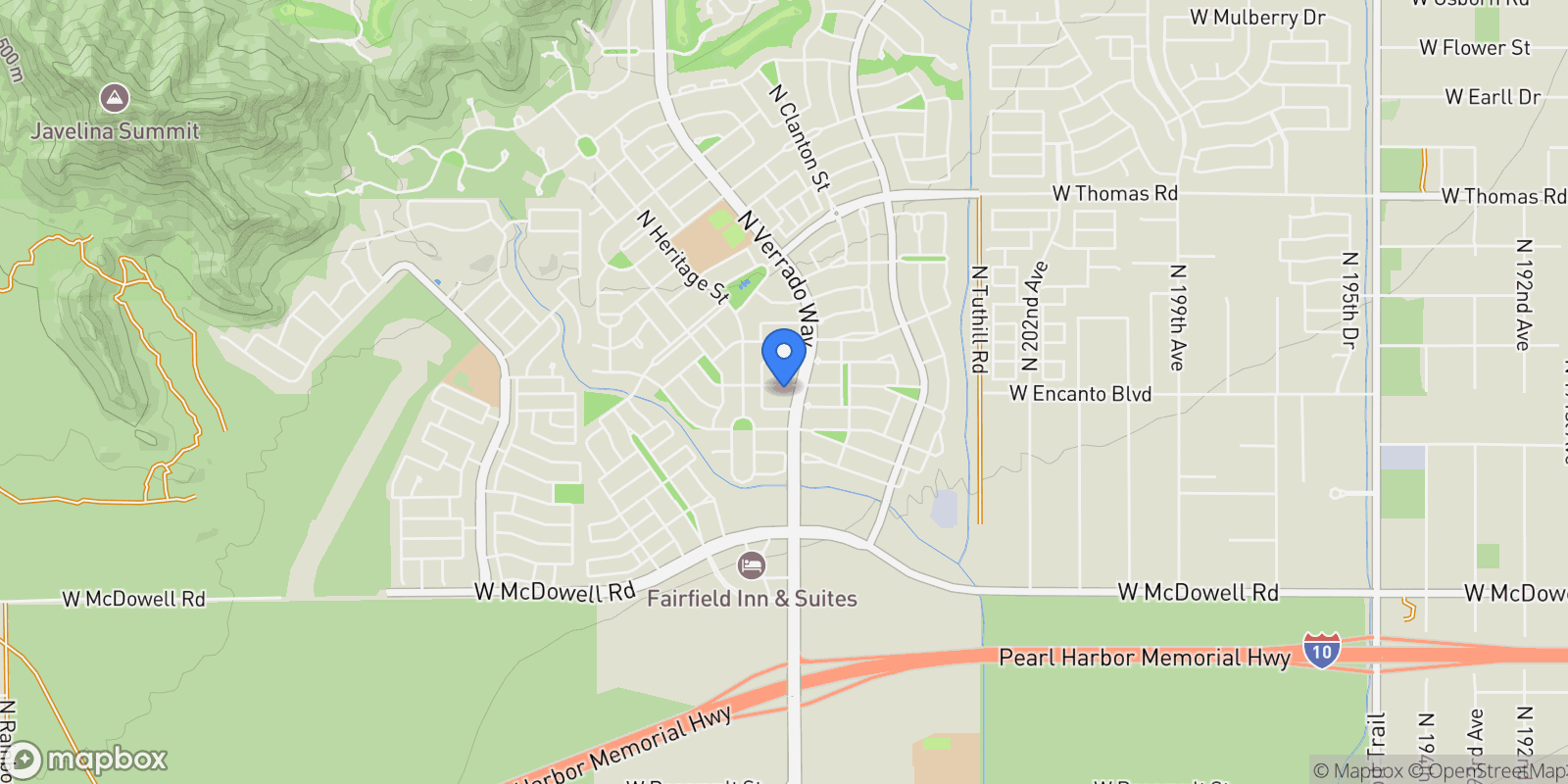 Map showing 20709 W DELANEY DRIVE, Buckeye, Arizona, United States.