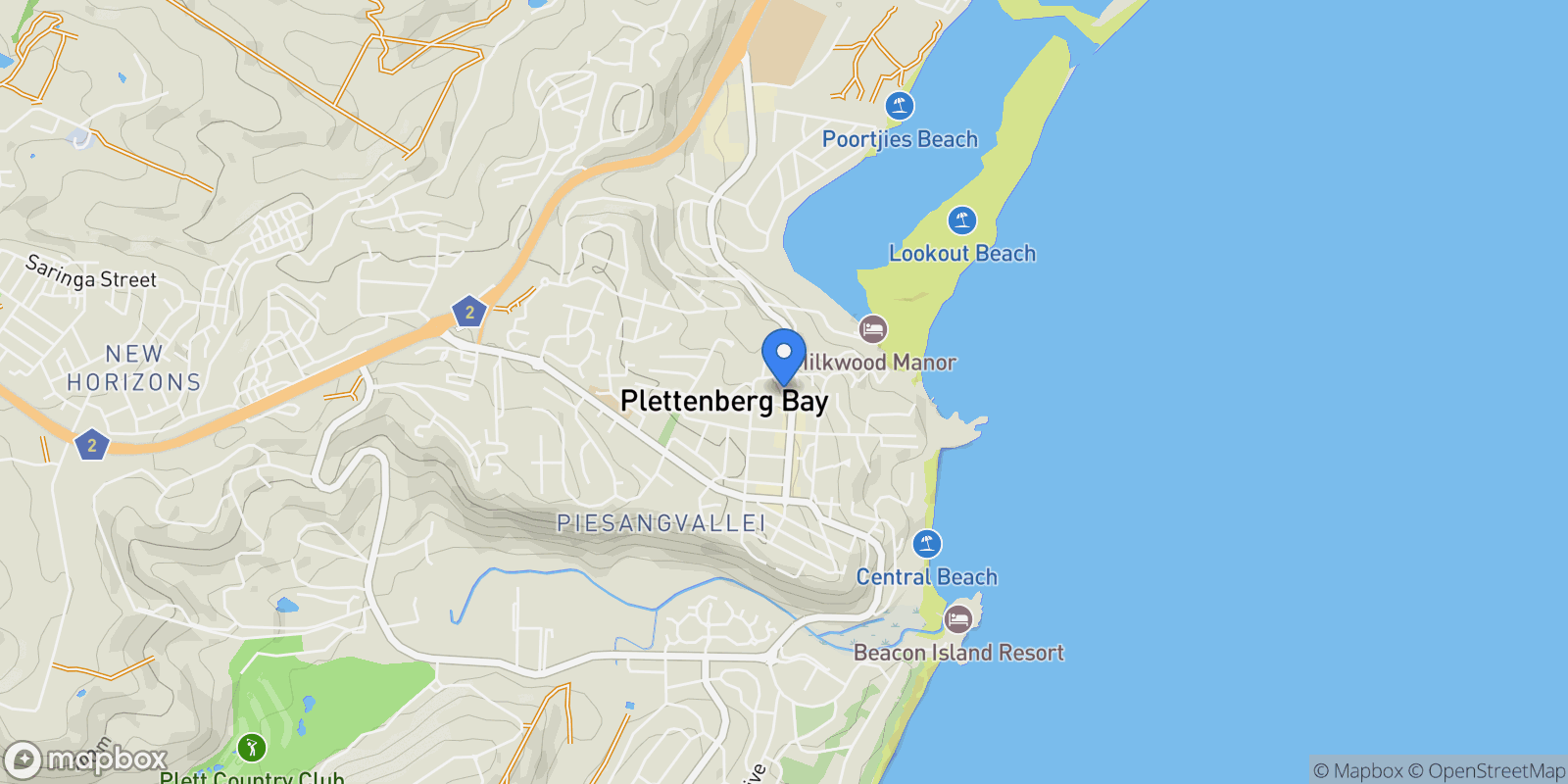 Map showing 47 Main Street, Plettenberg Bay, WC 6600, Plettenberg Bay, Western Cape, South Africa.