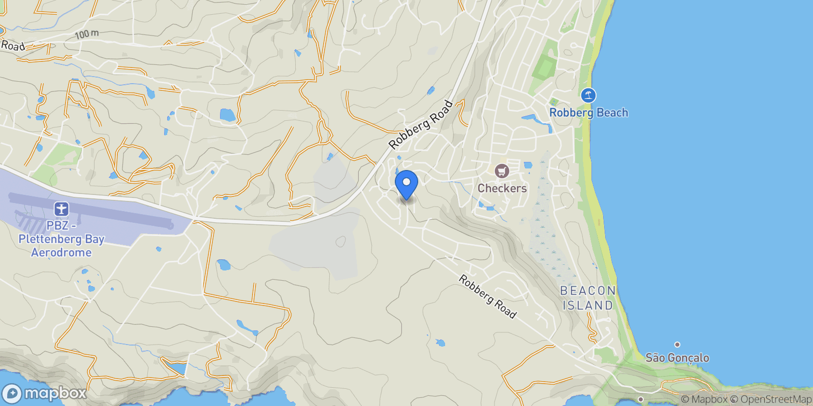 Map showing 5 Whale Rock Beach Estate, Plettenberg Bay, WC, Plettenberg Bay, Western Cape, South Africa.