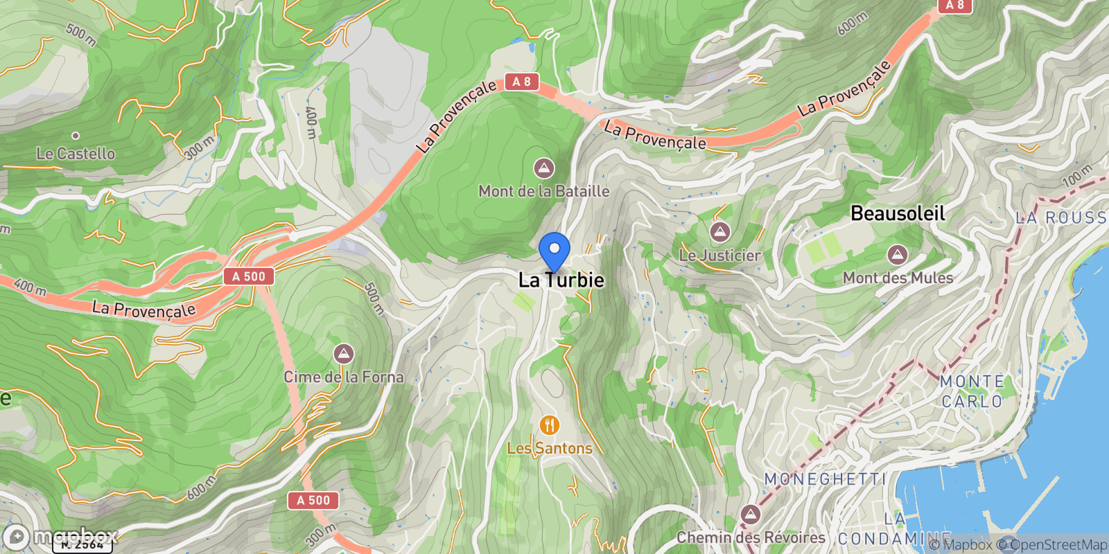 Map showing La Turbie, Provence-Alpes-Côte d'Azur, France.