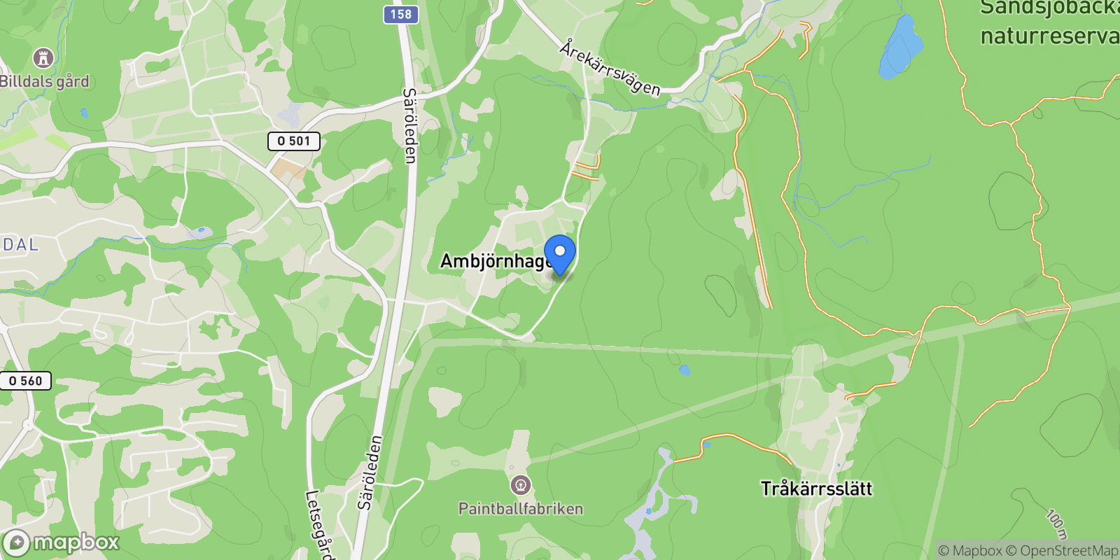 Map showing Augustas Väg 1, BILLDAL, O, Billdal, Västra Götaland County, Sweden.