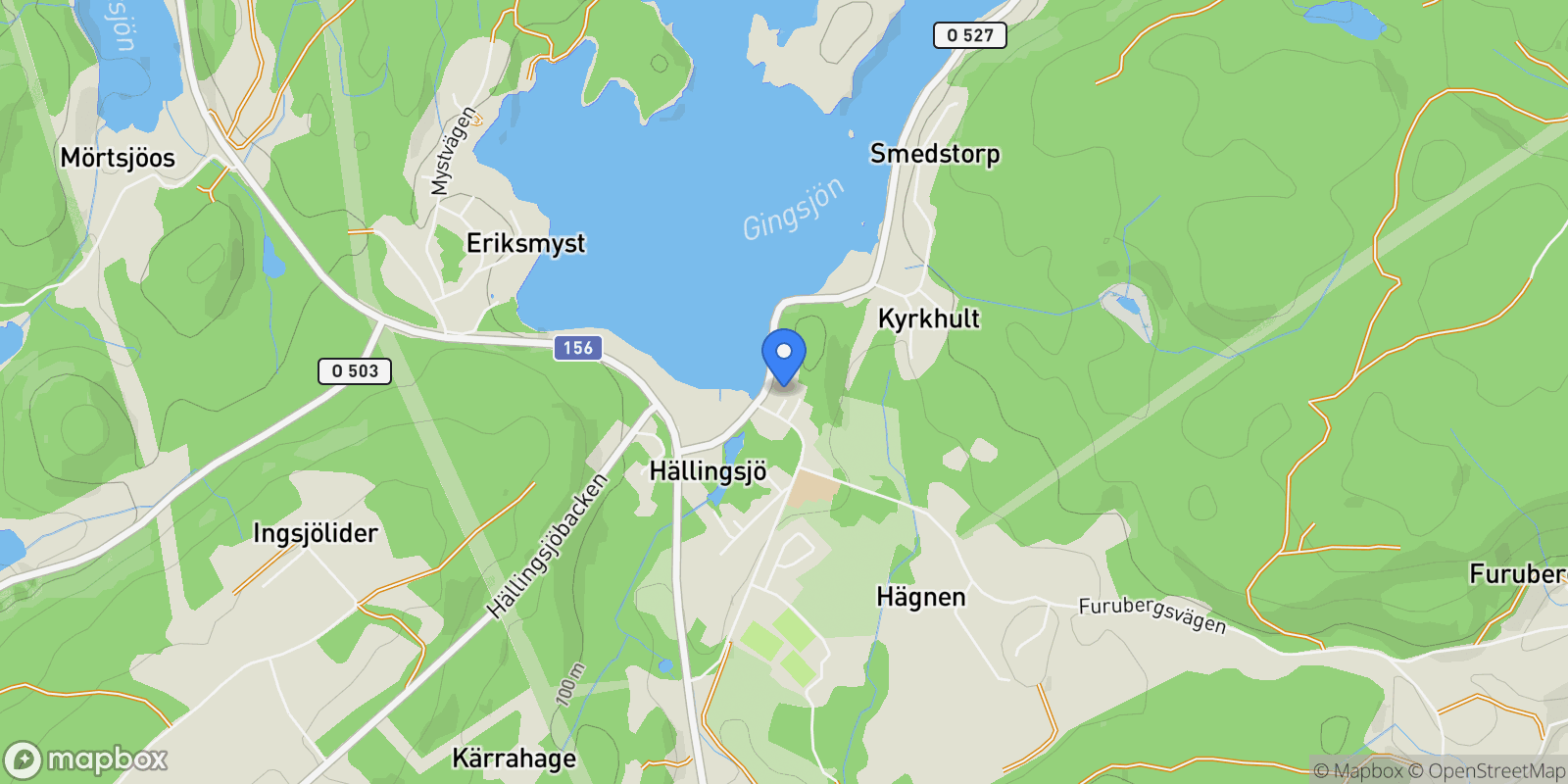 Map showing Lugnet 1, Hällingsjö, O, Hällingsjö, Västra Götaland County, Sweden.