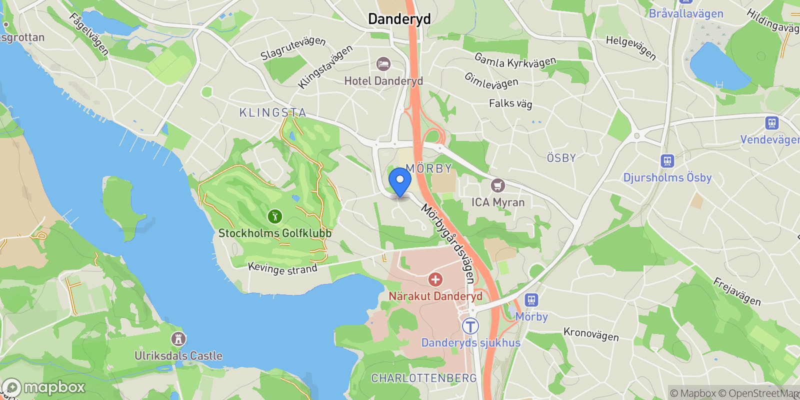 Map showing Augustas Väg 1, Göteborg, O, Danderyd, Stockholm County, Sweden.