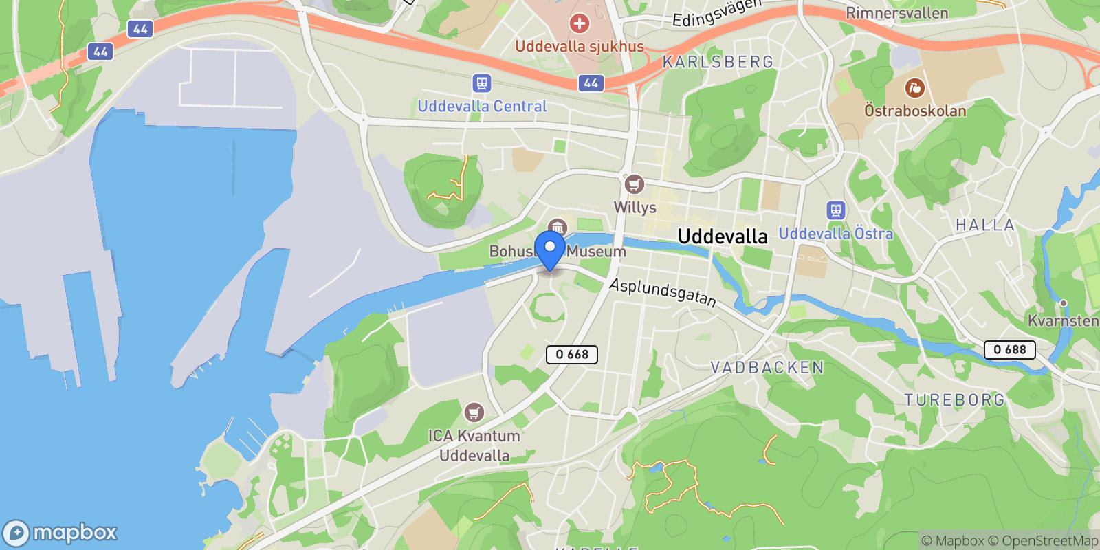 Map showing Södra Hamnen 3, Uddevalla, O 451 42, Uddevalla, Västra Götaland County, Sweden.
