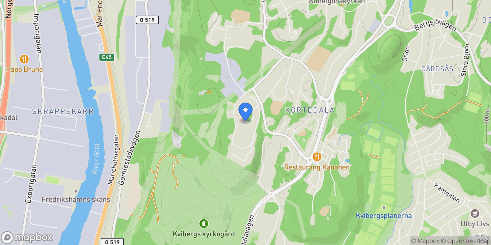 Map showing Sappörgatan 10, Göteborg, O, Kortedala, Västra Götaland County, Sweden.
