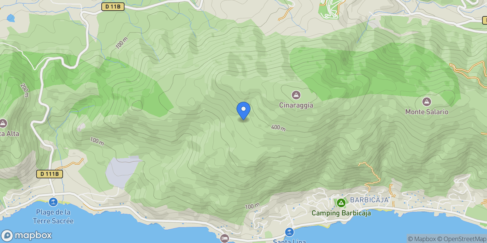 Map showing Ajaccio, Corsica, France.